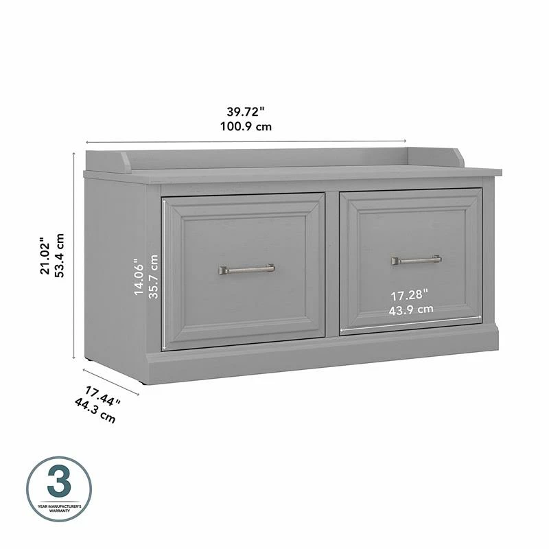 Cheap 😉 Kathy Ireland Home By Bush Furniture Woodland 40W 👟 Shoe Storage Bench With Doors In Cape Cod Gray - Engineered Wood 🎉 - Image 6