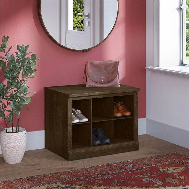 Best deal ๐ Kathy Ireland Home By Bush Furniture Woodland 24W Small ๐ Shoe Bench With Shelves In Ash Brown - Engineered Wood ๐ - Image 2