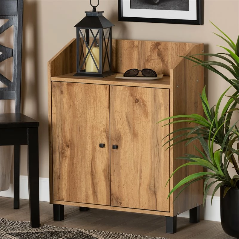 Buy ๐ Baxton Studio Rossin Oak Brown Finished Wood 2-Door Entryway ๐ Shoe Cabinet ๐ - Image 9