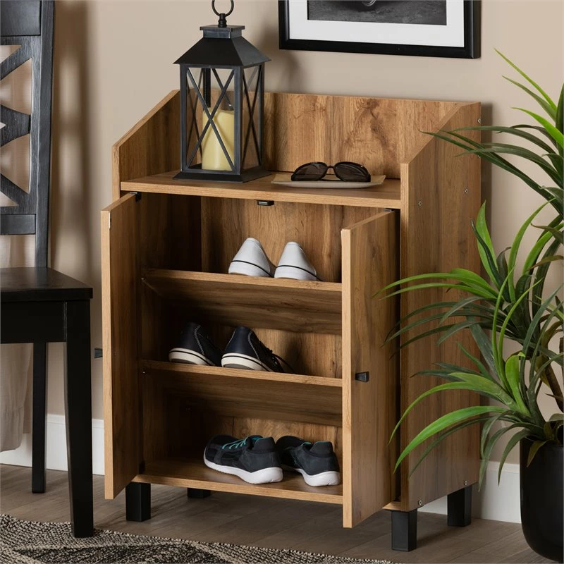 Buy ๐ Baxton Studio Rossin Oak Brown Finished Wood 2-Door Entryway ๐ Shoe Cabinet ๐ - Image 10