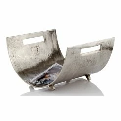 Hot Sale 👍 HomeRoots 16.5" Transitional Aluminum Magazine Basket In Raw Silver ✔️