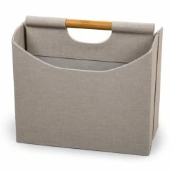 New 😍 Truu Design Modern Woven Paper Fabric Two Compartment Magazine Holder Beige ⭐