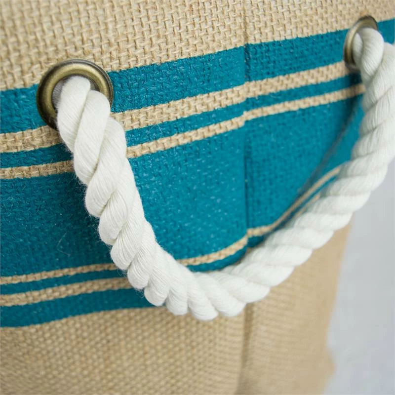 Outlet ๐ DII 15" Round Modern Fabric Medium Burlap Border Storage Bin In Blue โจ - Image 3