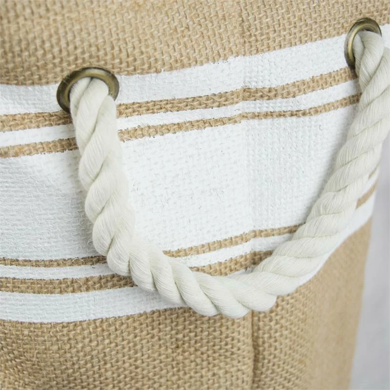 Best Sale ๐ฏ DII 12" Round Modern Fabric Small Burlap Border Storage Bin In White โจ - Image 3