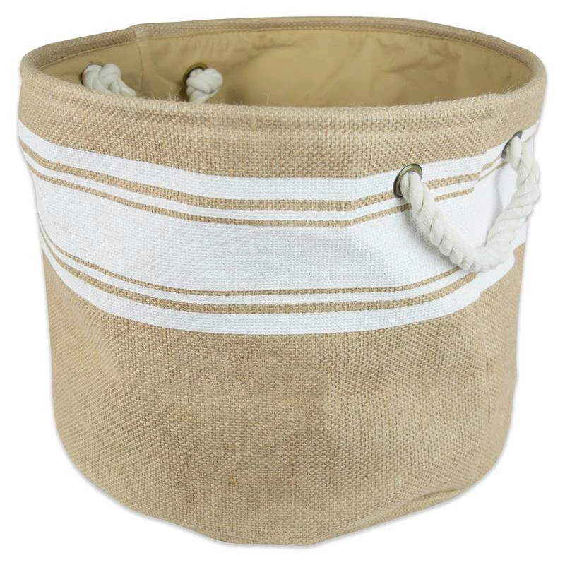Best Sale ๐ฏ DII 12" Round Modern Fabric Small Burlap Border Storage Bin In White โจ