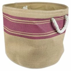 Best Pirce ๐ฏ DII 12" Round Modern Fabric Small Burlap Border Storage Bin In Wine Red ๐งจ