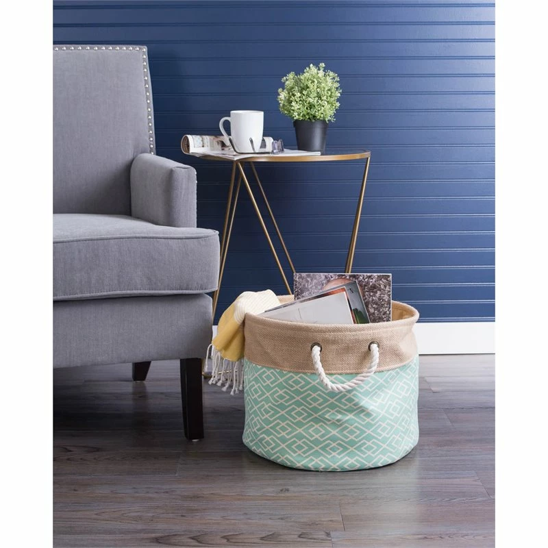 Discount ๐ DII 16" Round Modern Fabric Large Burlap Diamond Storage Bin In Aqua Blue ๐งจ - Image 2
