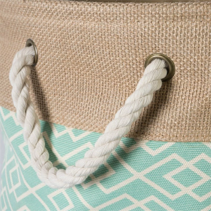 Discount ๐ DII 16" Round Modern Fabric Large Burlap Diamond Storage Bin In Aqua Blue ๐งจ - Image 3