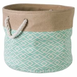 Cheap ๐ DII 12" Round Modern Fabric Small Burlap Diamond Storage Bin In Aqua Blue โ