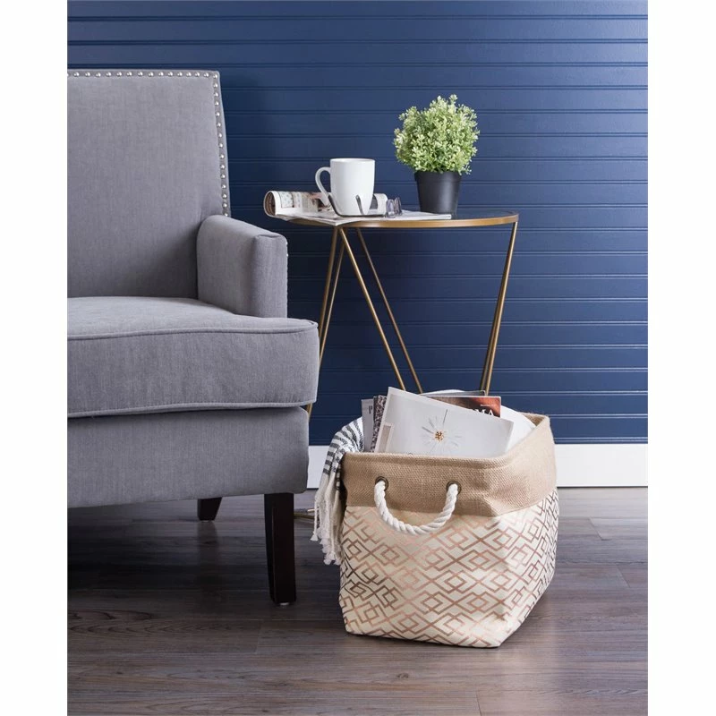 Best reviews of ๐ DII 8" Rectangle Modern Fabric Small Burlap Diamond Storage Bin In Bronze ๐ - Image 2