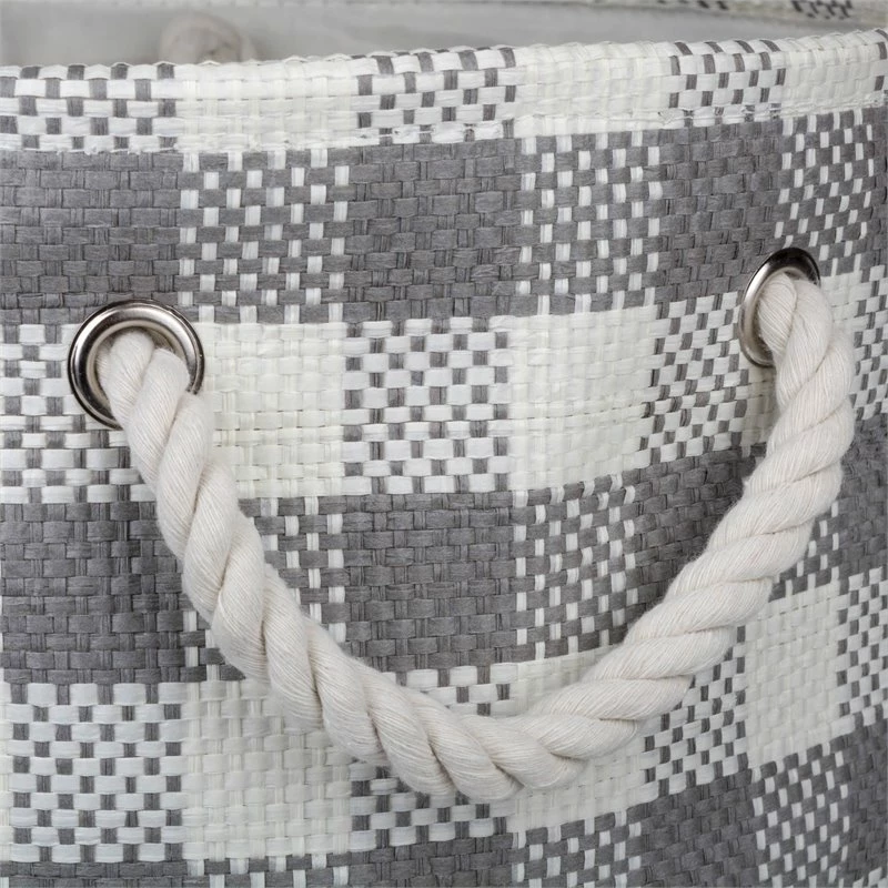 Brand new ๐ DII 15" Round Modern Style Paper Large Checkers Bin In Gray Finish โ๏ธ - Image 3