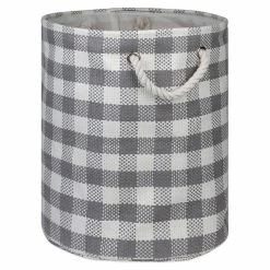 Brand new 👏 DII 15" Round Modern Style Paper Large Checkers Bin In Gray Finish ✔️