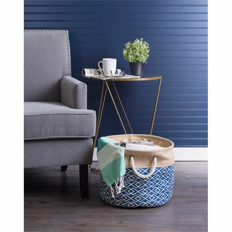Top 10 ๐ DII 16" Round Modern Fabric Large Burlap Diamond Storage Bin In Navy ๐ - Image 2