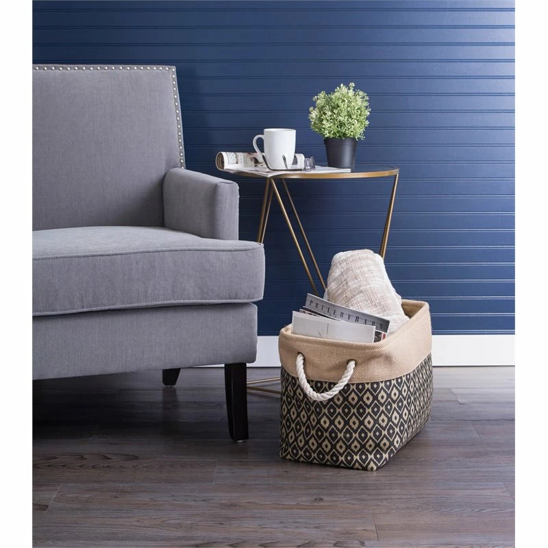 Wholesale โญ DII 10" Rectangle Modern Fabric Medium Burlap Ikat Storage Bin In Black โจ - Image 2