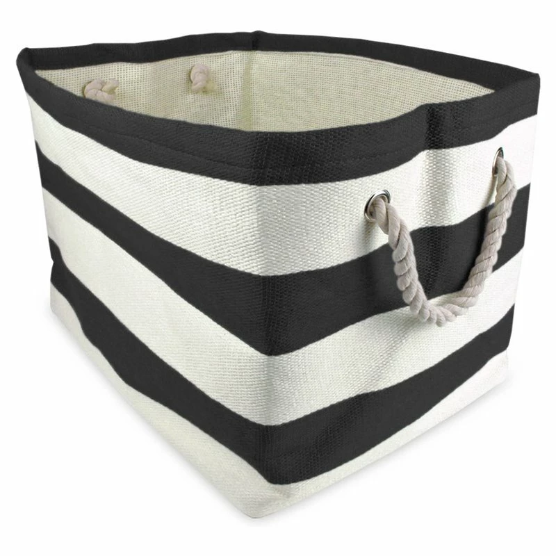 Outlet 😍 DII 15" Rectangle Modern Paper Large Stripe Basket In Black Finish 🔥