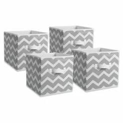 Brand new 🌟 DII 11" Square Nonwoven Polyester Cube Chevron Storage Bin In Gray (Set Of 4) ✔️
