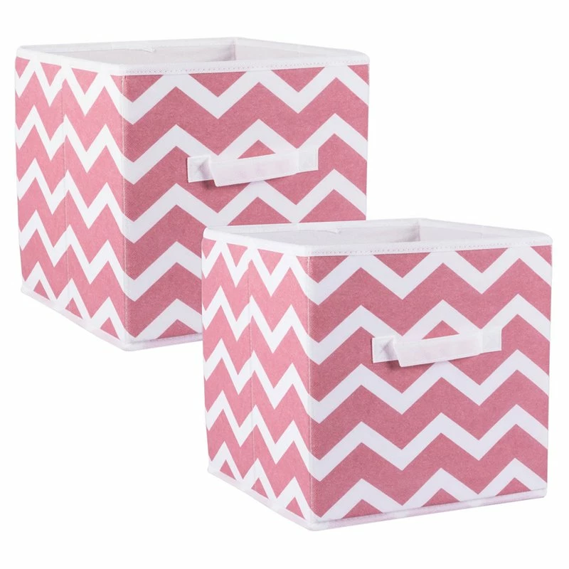 Cheapest ๐ DII 11" Square Nonwoven Polyester Cube Chevron Storage Bin In Pink (Set Of 2) ๐งจ