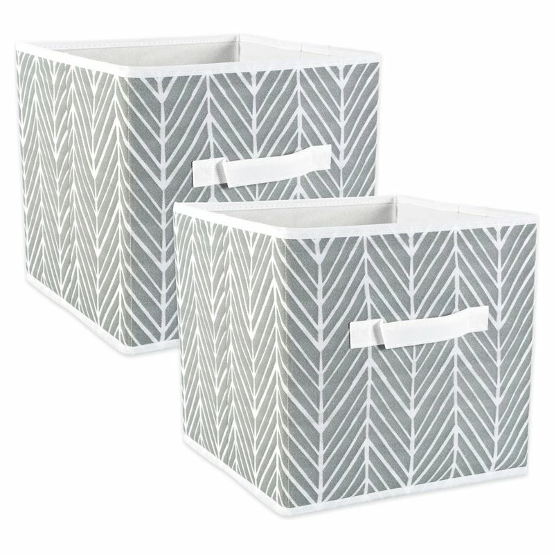 Promo ๐ DII 12.9" Square Polyester Cube Herringbone Storage Bin In Gray (Set Of 2) ๐ฏ