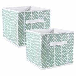Best Pirce ⭐ DII 11" Square Polyester Cube Herringbone Storage Bin In Mint Green (Set Of 2) ✔️