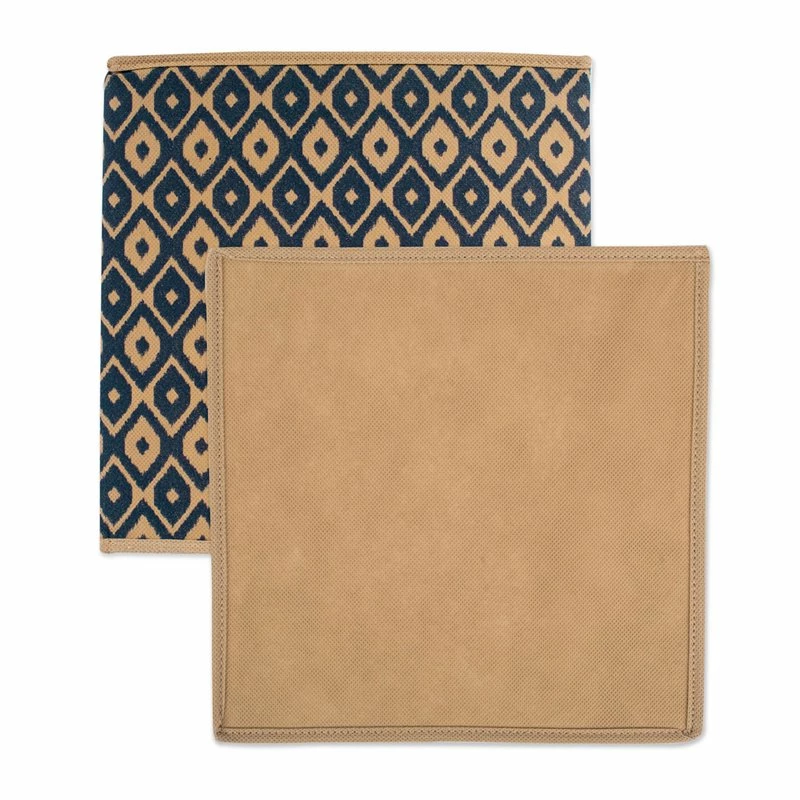 Cheapest 👍 DII Square Nonwoven Polyester Cube Ikat Storage Bin In Nautical Blue (Set Of 2) 💯 - Image 2