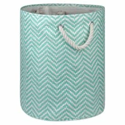 Promo 😉 DII 13.5" Round Modern Style Paper Medium Chevron Bin In Aqua Blue 💯