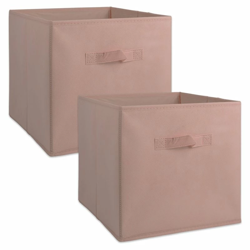 Hot Sale 🤩 DII 12.9" Square Nonwoven Solid PP Plastic Cube Storage Bin In Pink (Set Of 2) 💯