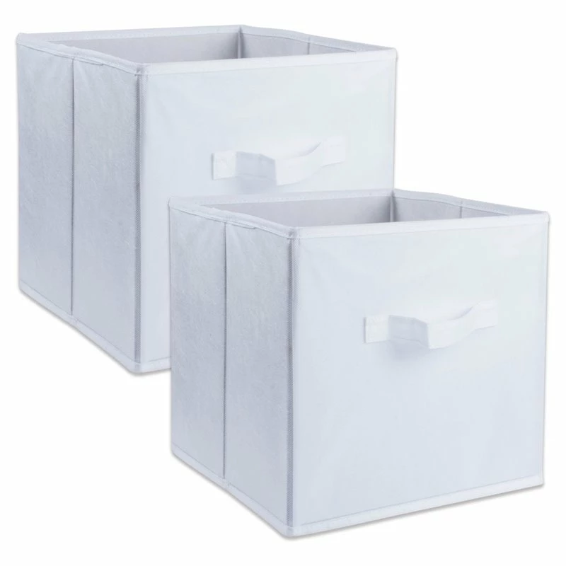 Flash Sale 🌟 DII 11" Square Nonwoven Solid PP Plastic Cube Storage Bin In White (Set Of 2) 🔔