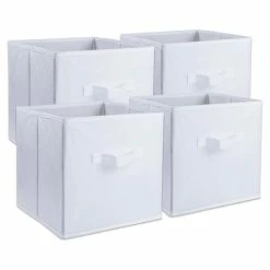 Best Sale ❤️ DII 11" Square Nonwoven Solid PP Plastic Cube Storage Bin In White (Set Of 4) 👏