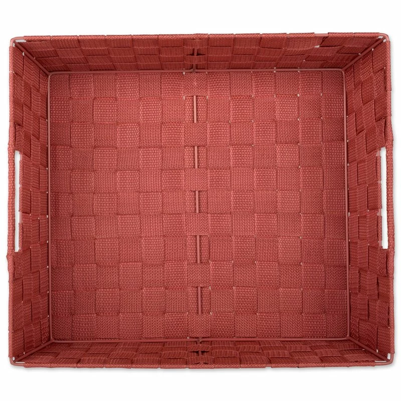 New 👍 DII 15" Trapezoid Modern Nylon Basketweave Bin In Rust Orange (Set Of 2) 😀 - Image 3