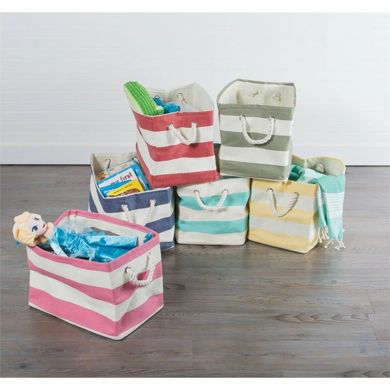 Best deal ✨ DII 14" Rectangle Modern Paper Medium Stripe Basket In Red Finish ❤️ - Image 2