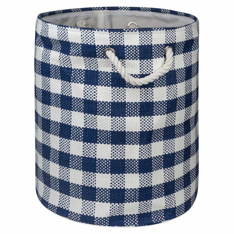 Hot Sale ๐ DII 15" Round Modern Style Paper Large Checkers Bin In Navy Finish โ๏ธ