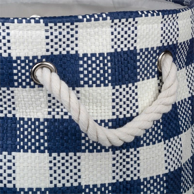 Best reviews of 😀 DII 13.75" Round Modern Style Paper Medium Checkers Bin In Navy 🔥 - Image 2