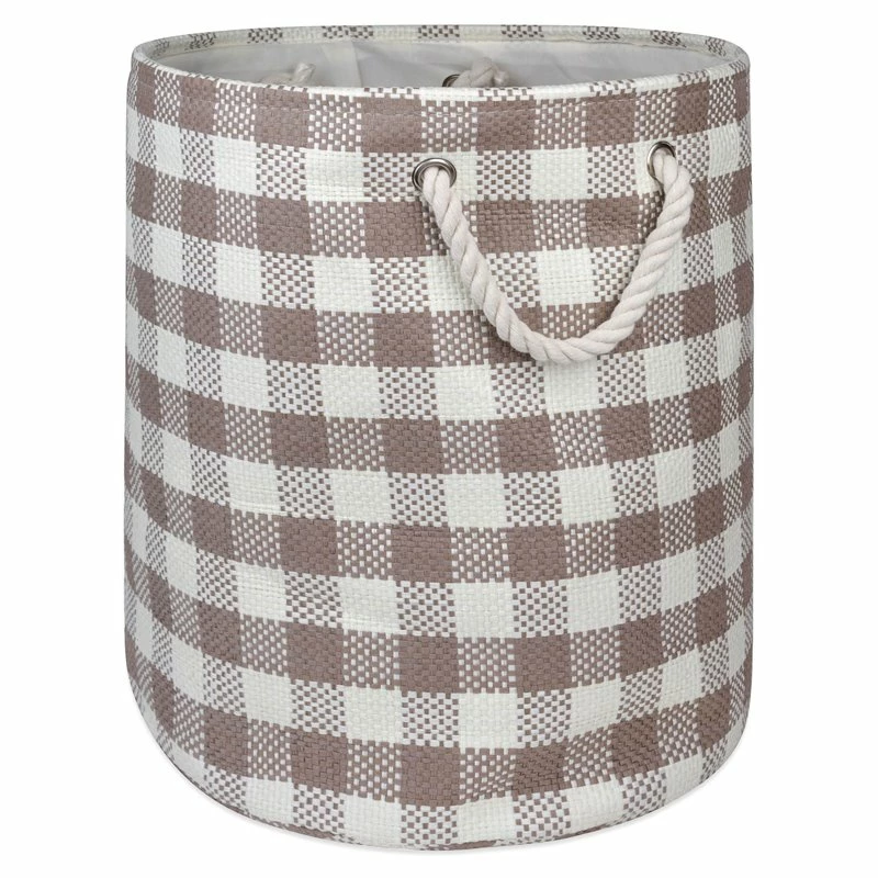 Best Sale โ๏ธ DII 13.75" Round Modern Style Paper Medium Checkers Bin In Stone ๐