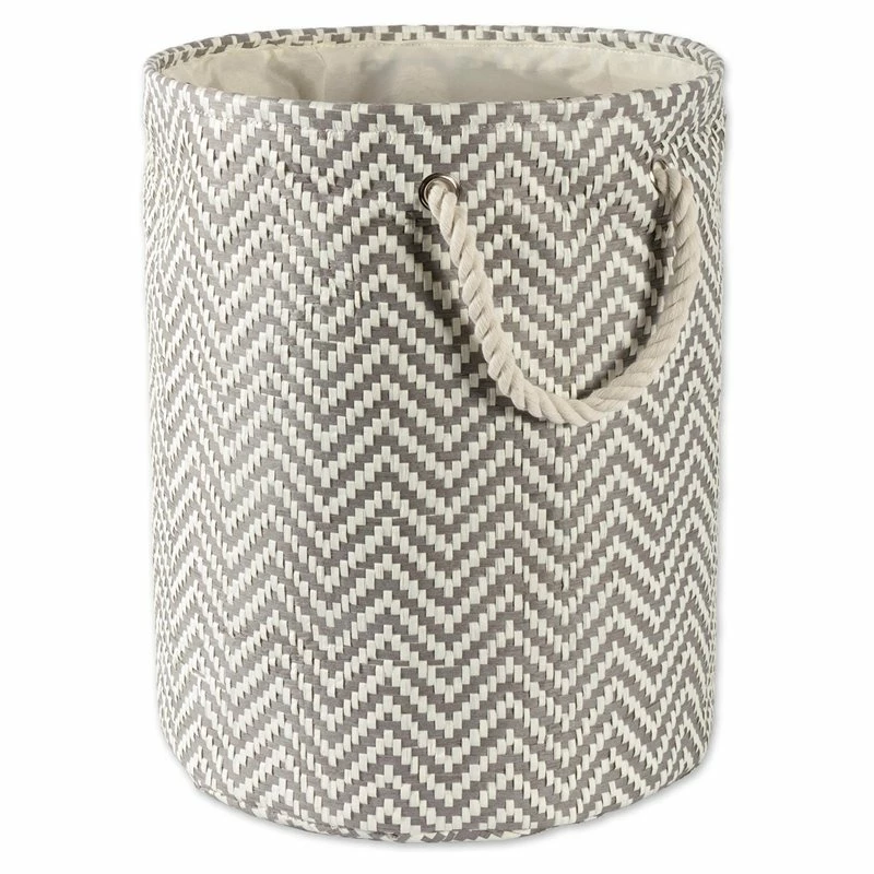 Wholesale ⌛ DII 13.75" Round Modern Style Paper Small Chevron Bin In Gray 🌟