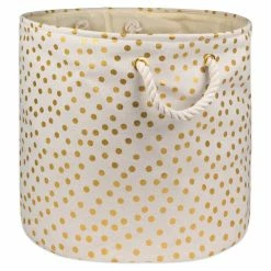 Best reviews of ๐ DII Round Modern Style Polyester Dots Medium Storage Bin In Gold ๐