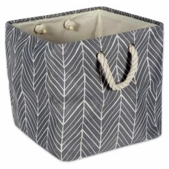 Best deal 🛒 DII 11" Square Modern Polyester Herringbone Storage Bin In Gray 😉