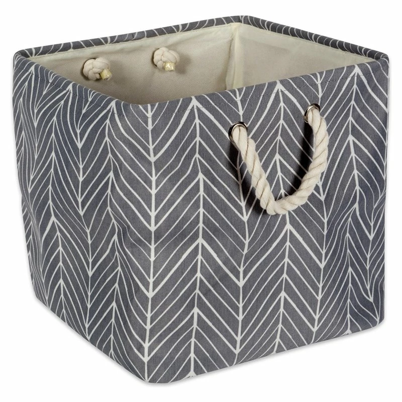 Best deal ๐ DII 11" Square Modern Polyester Herringbone Storage Bin In Gray ๐
