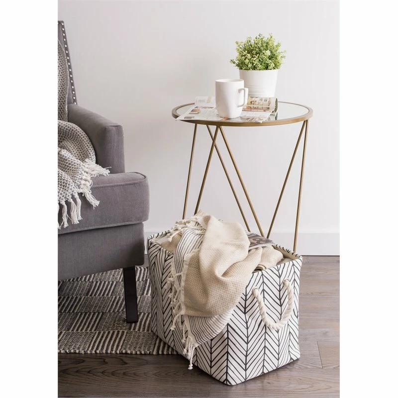 Cheapest 🤩 DII Rectangle Modern Polyester Herringbone Small Storage Bin In Off White ✔️ - Image 2