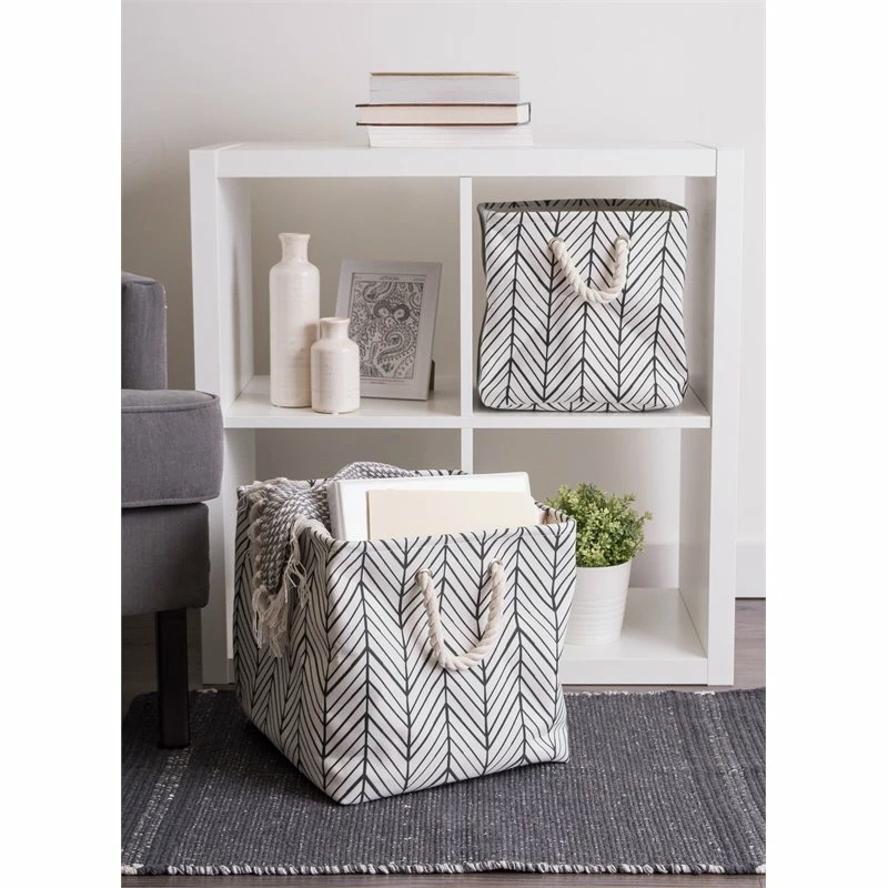 Cheapest 🤩 DII Rectangle Modern Polyester Herringbone Small Storage Bin In Off White ✔️ - Image 3