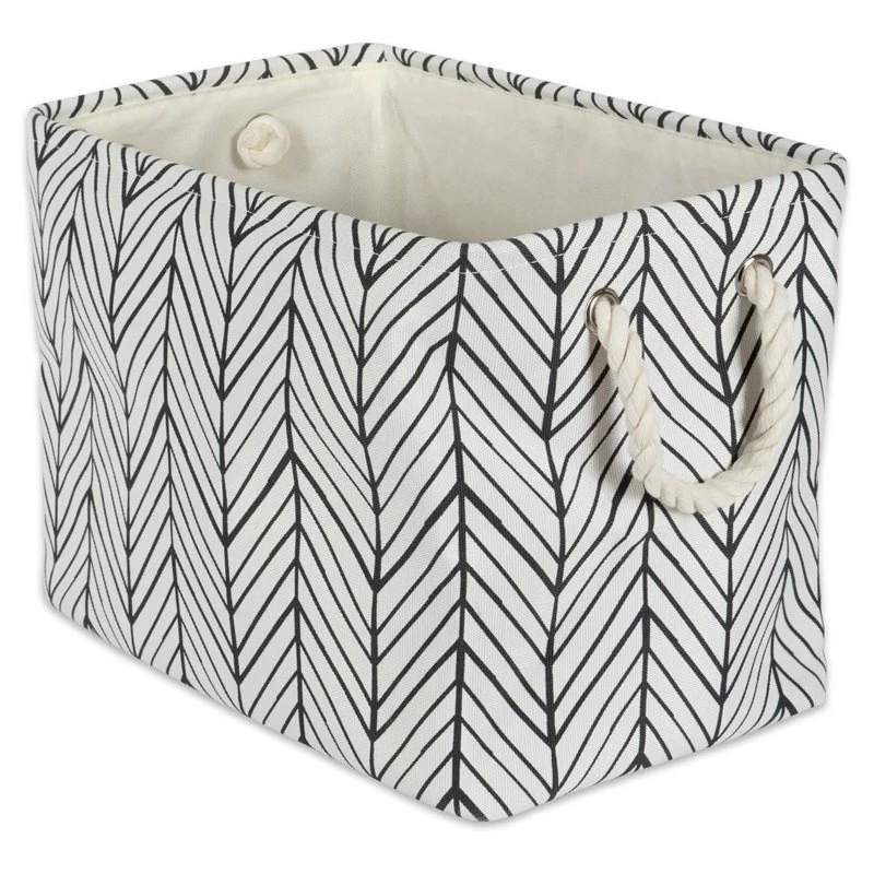 Cheapest 🤩 DII Rectangle Modern Polyester Herringbone Small Storage Bin In Off White ✔️