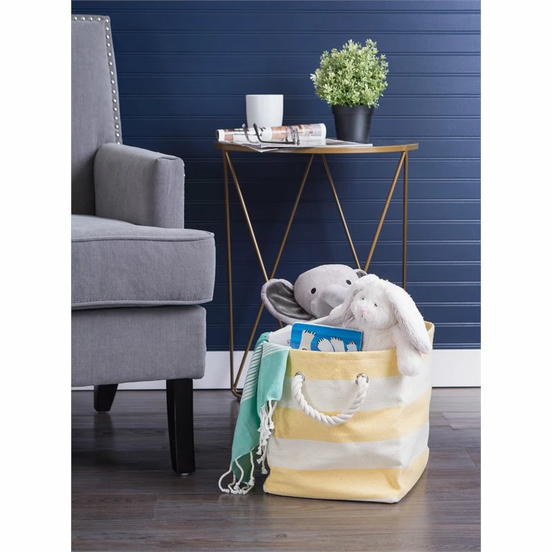 Best Pirce 💯 DII Rectangle Modern Style Paper Stripe Small Storage Bin In Yellow ✔️ - Image 2