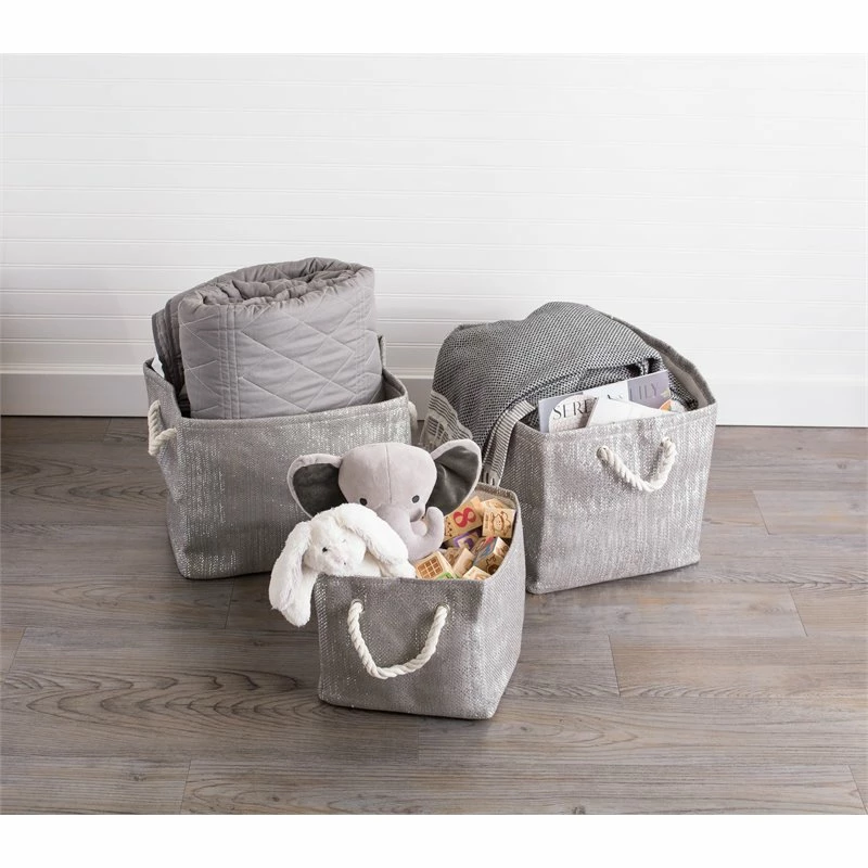 Promo โค๏ธ DII Rectangle Modern Paper Lurex Small Storage Bin In Gray/Silver ๐ - Image 2