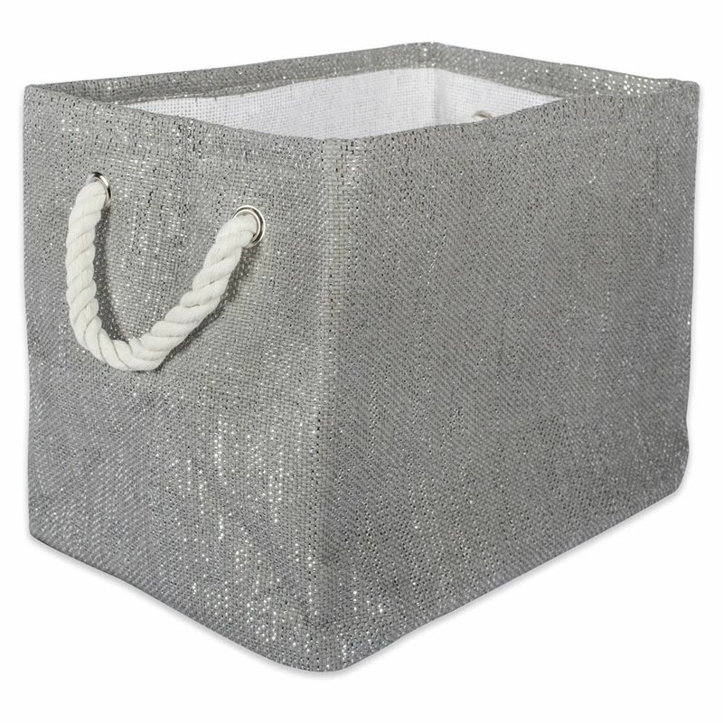 Promo โค๏ธ DII Rectangle Modern Paper Lurex Small Storage Bin In Gray/Silver ๐
