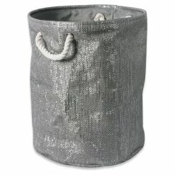 Best deal 😉 DII Round Modern Paper Lurex Medium Storage Bin In Gray/Silver 🎁