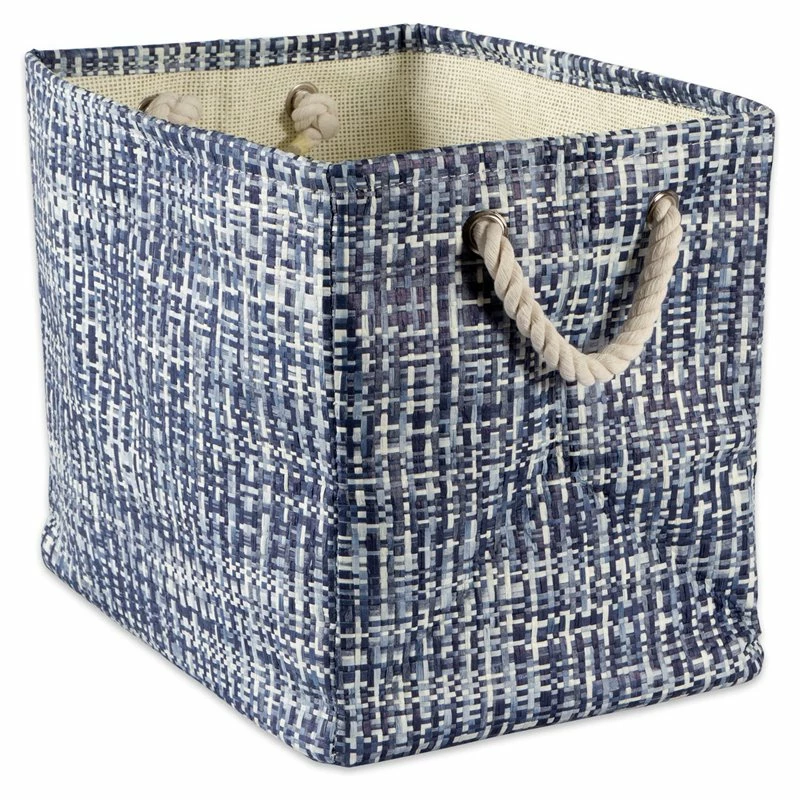 Cheap ๐คฉ DII Rectangle Modern Style Paper Tweed Large Storage Bin In Nautical Blue ๐