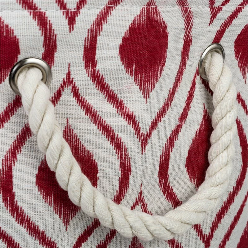 Promo 😀 DII Round Modern Style Polyester Ikat Large Storage Bin In Barn Red ❤️ - Image 3