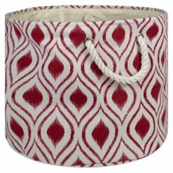 Promo 😀 DII Round Modern Style Polyester Ikat Large Storage Bin In Barn Red ❤️