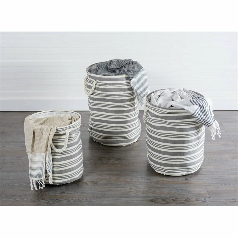 Top 10 ๐ DII Round Modern Style Paper Urban Stripe Medium Storage Bin In Gray ๐ - Image 2