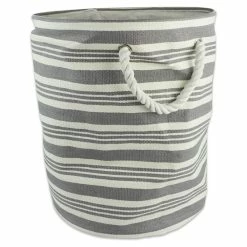 Top 10 😉 DII Round Modern Style Paper Urban Stripe Medium Storage Bin In Gray 😍