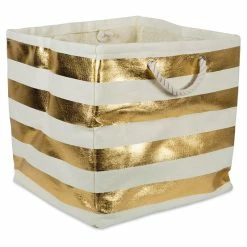 Best deal 😀 DII Square Modern Style Paper Stripe Cube Storage Bin In Gold 🤩